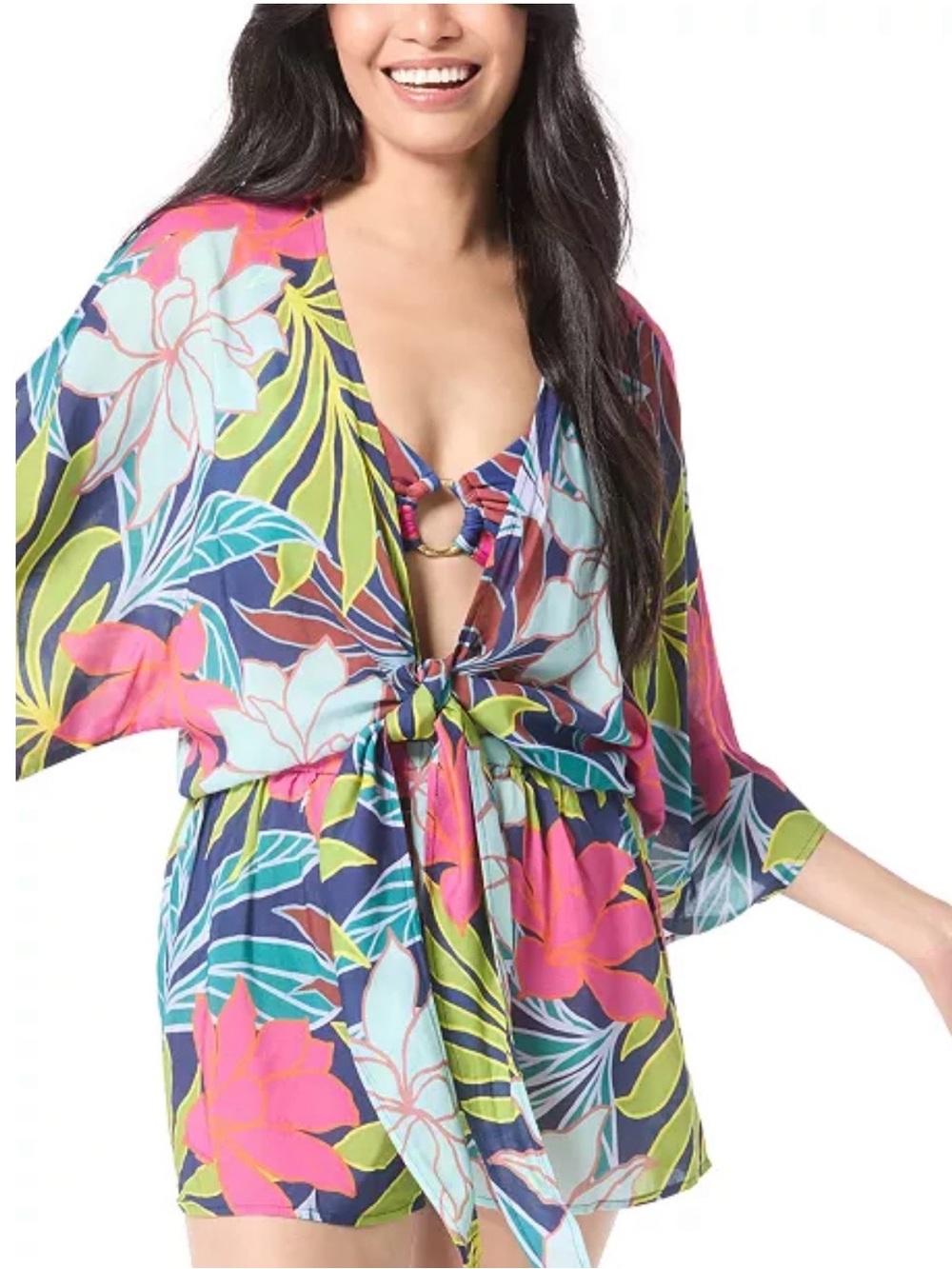 Vince Camuto Women's Plunging V-Neck Romper Cover-Up NWT